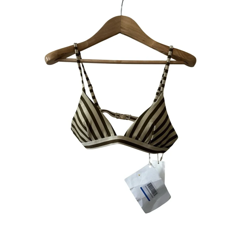 Tigerlily Verena Jenna Tri Top Bikini Chocolate Stripe XS NEW‎